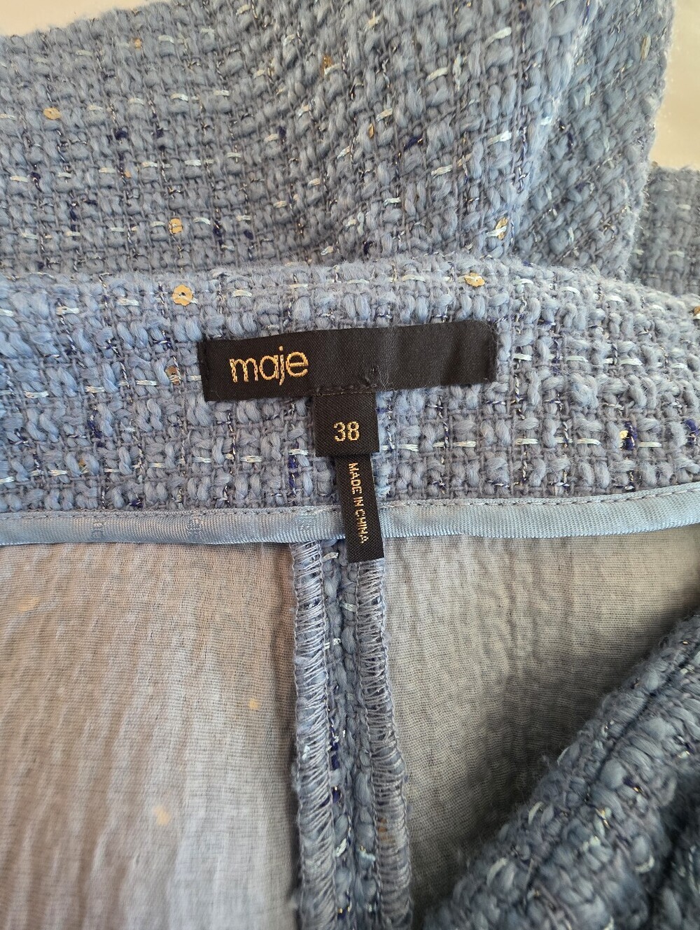 Maje Paris Pleated Tweed Skort Metallic Boucle Wrap Mini SZ 38 US 6/8 - Picture 8 of 12